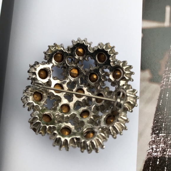 Stunning 1960s Crystal brooch blue - Picture 3 of 5